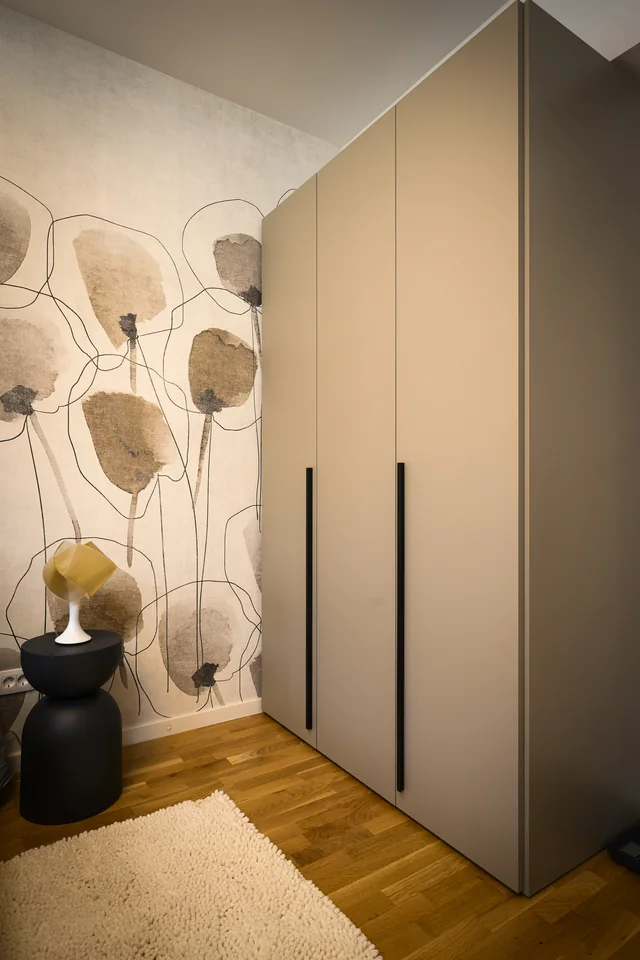 Bedside lamp and fitted wardrobe
